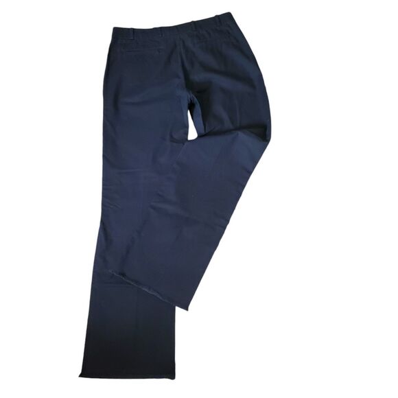 Katayone Adeli Wide Leg Chino Jeans Designer Frayed Hem Pants Navy Blue Sz 10 - Picture 3 of 9